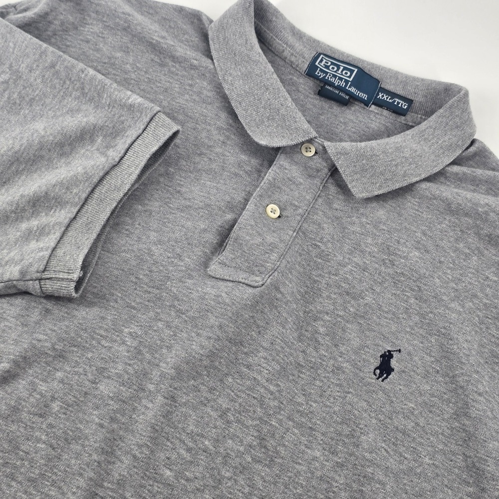 Polo Ralph Lauren Polo Shirt Men XXL‎ Grey Short Sleeve Embroidered Pony Cotton